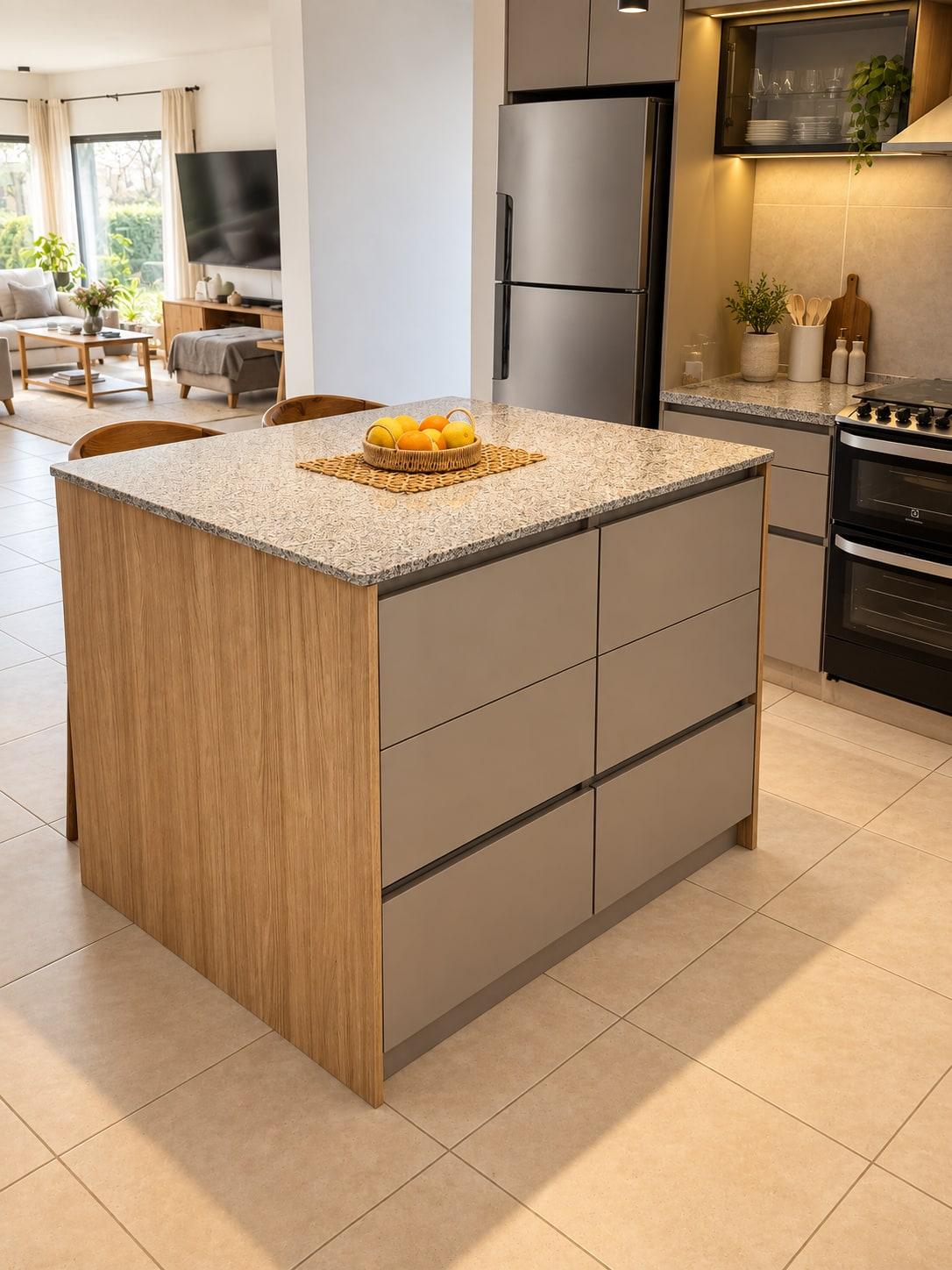 Isla de cocina con cajones